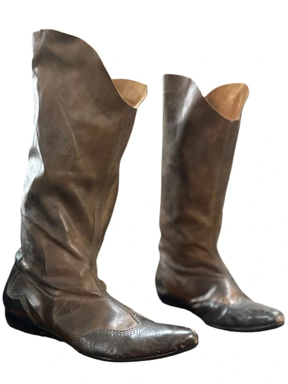 Vintage Women's Over-the-Knee Leather Boots in Dark Brown